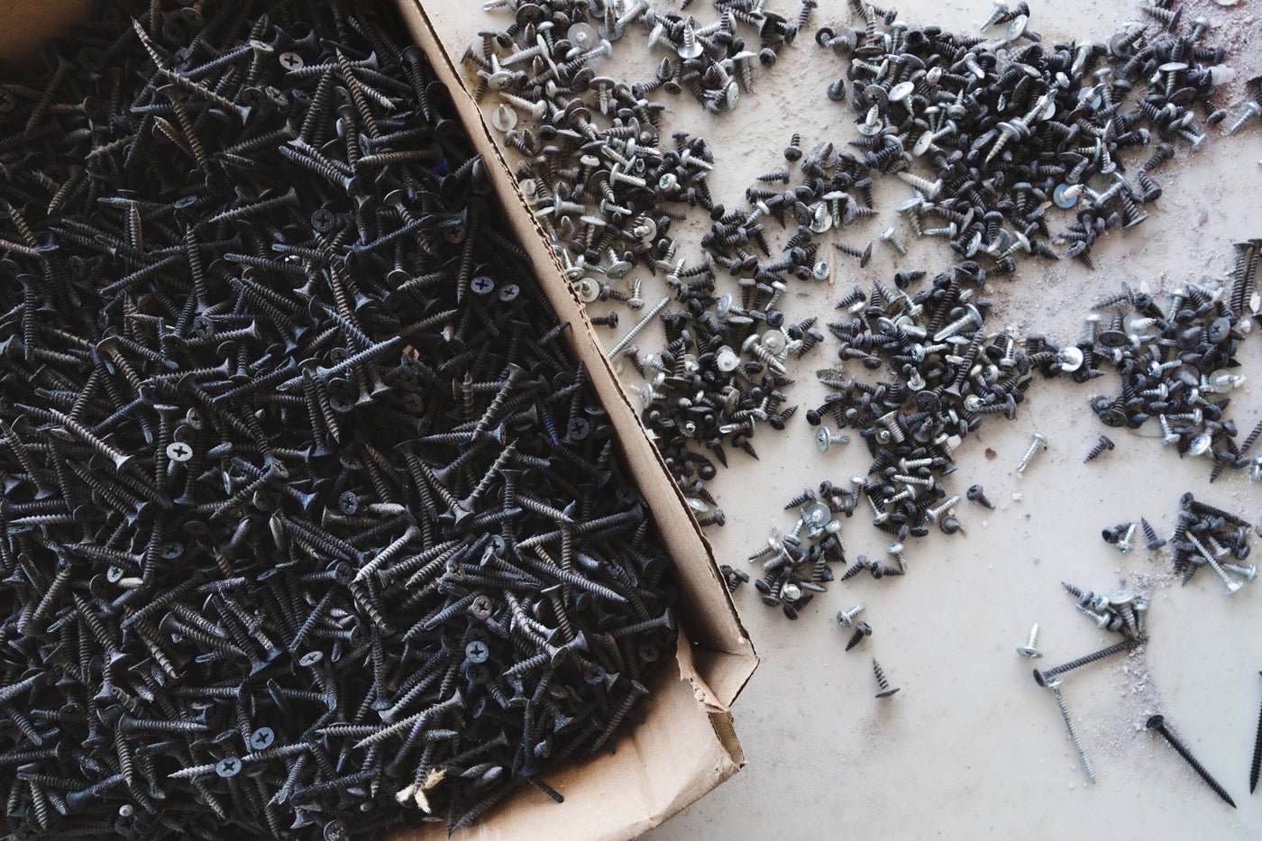 Box of screws and DIY fixings