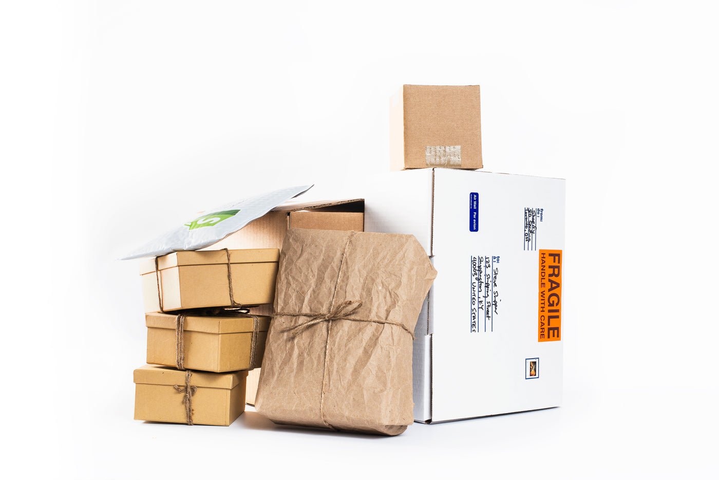 Packed boxes waiting for courier pickup